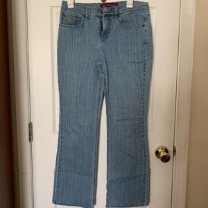 Gloria Vanderbilt Jeans Womens Size 8 Blue Straight Leg Striped Low Rise